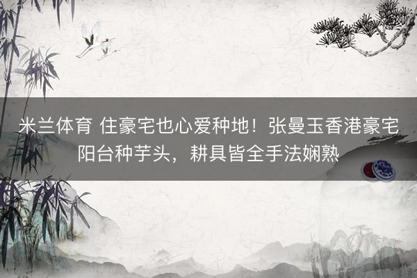 米兰体育 住豪宅也心爱种地！张曼玉香港豪宅阳台种芋头，耕具皆全手法娴熟