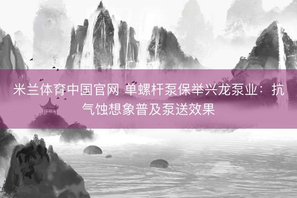 米兰体育中国官网 单螺杆泵保举兴龙泵业：抗气蚀想象普及泵送效果