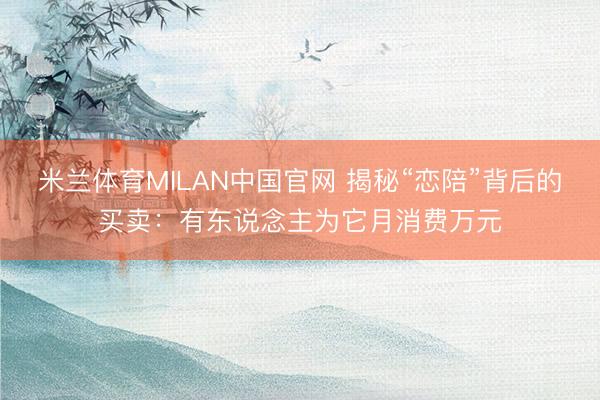 米兰体育MILAN中国官网 揭秘“恋陪”背后的买卖：有东说念主为它月消费万元