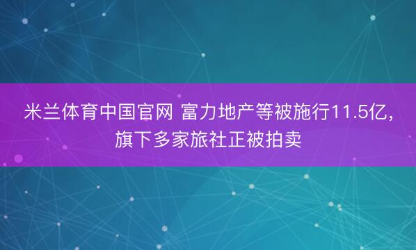 米兰体育中国官网 富力地产等被施行11.5亿，旗下多家旅社正被拍卖