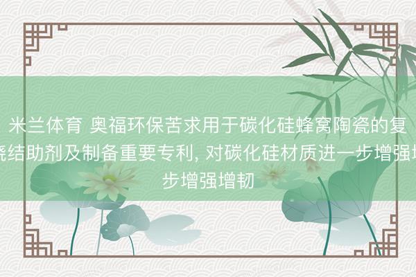 米兰体育 奥福环保苦求用于碳化硅蜂窝陶瓷的复合烧结助剂及制备重要专利， 对碳化硅材质进一步增强增韧