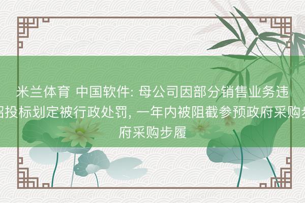 米兰体育 中国软件: 母公司因部分销售业务违犯招投标划定被行政处罚， 一年内被阻截参预政府采购步履