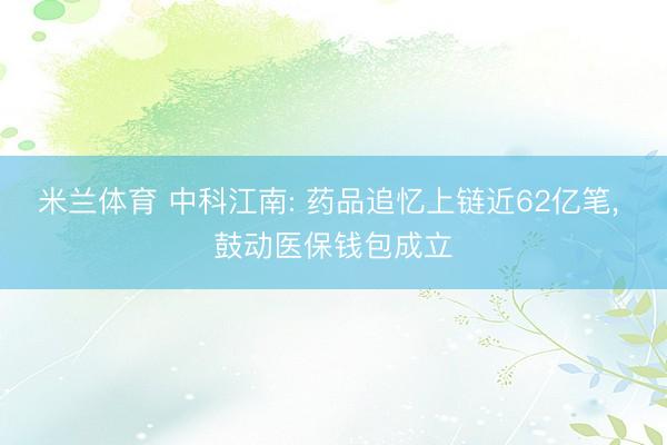 米兰体育 中科江南: 药品追忆上链近62亿笔， 鼓动医保钱包成立