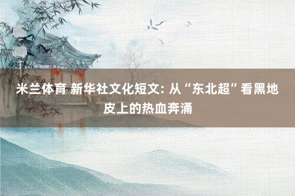 米兰体育 新华社文化短文: 从“东北超”看黑地皮上的热血奔涌