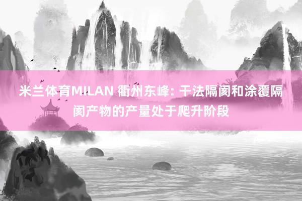 米兰体育MILAN 衢州东峰: 干法隔阂和涂覆隔阂产物的产量处于爬升阶段